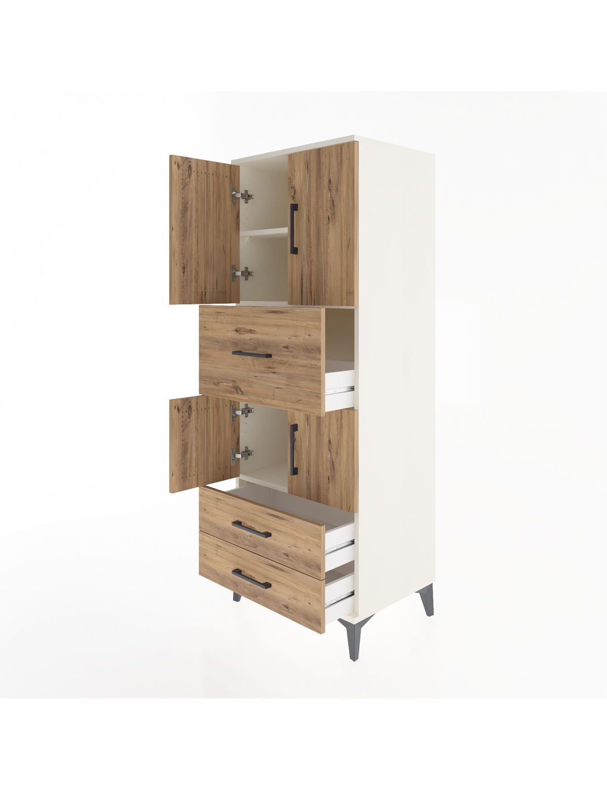 Hyperion Dolap 3 Raflı 3 Çekmeceli 4 Kapaklı 60x44x163 - S53M047V3B