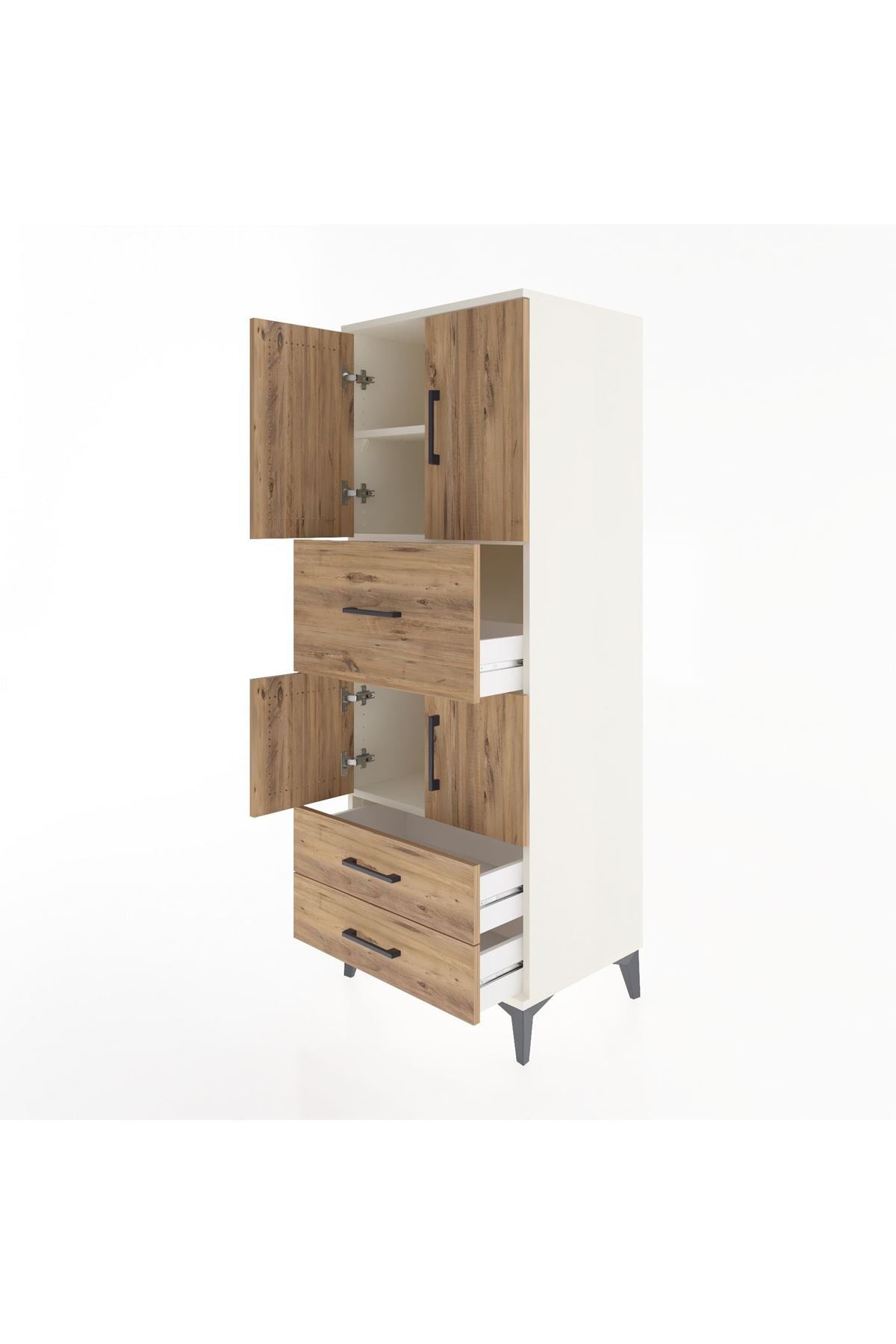 Hyperion Dolap 3 Raflı 3 Çekmeceli 4 Kapaklı 60x44x163 Aytaşı-Çam