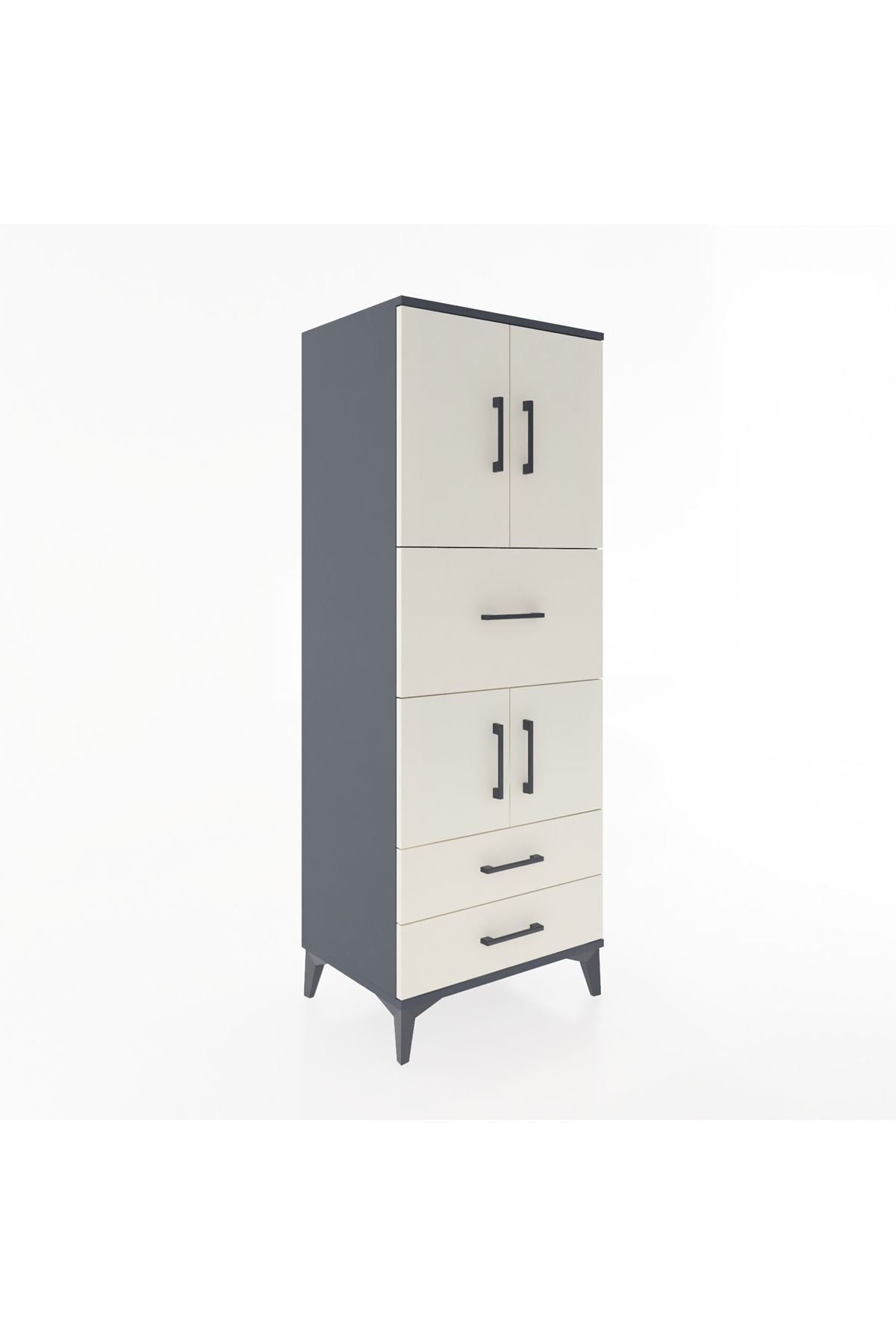 Hyperion Dolap 3 Raflı 3 Çekmeceli 4 Kapaklı 60x44x163 Antrasit-Aytaşı