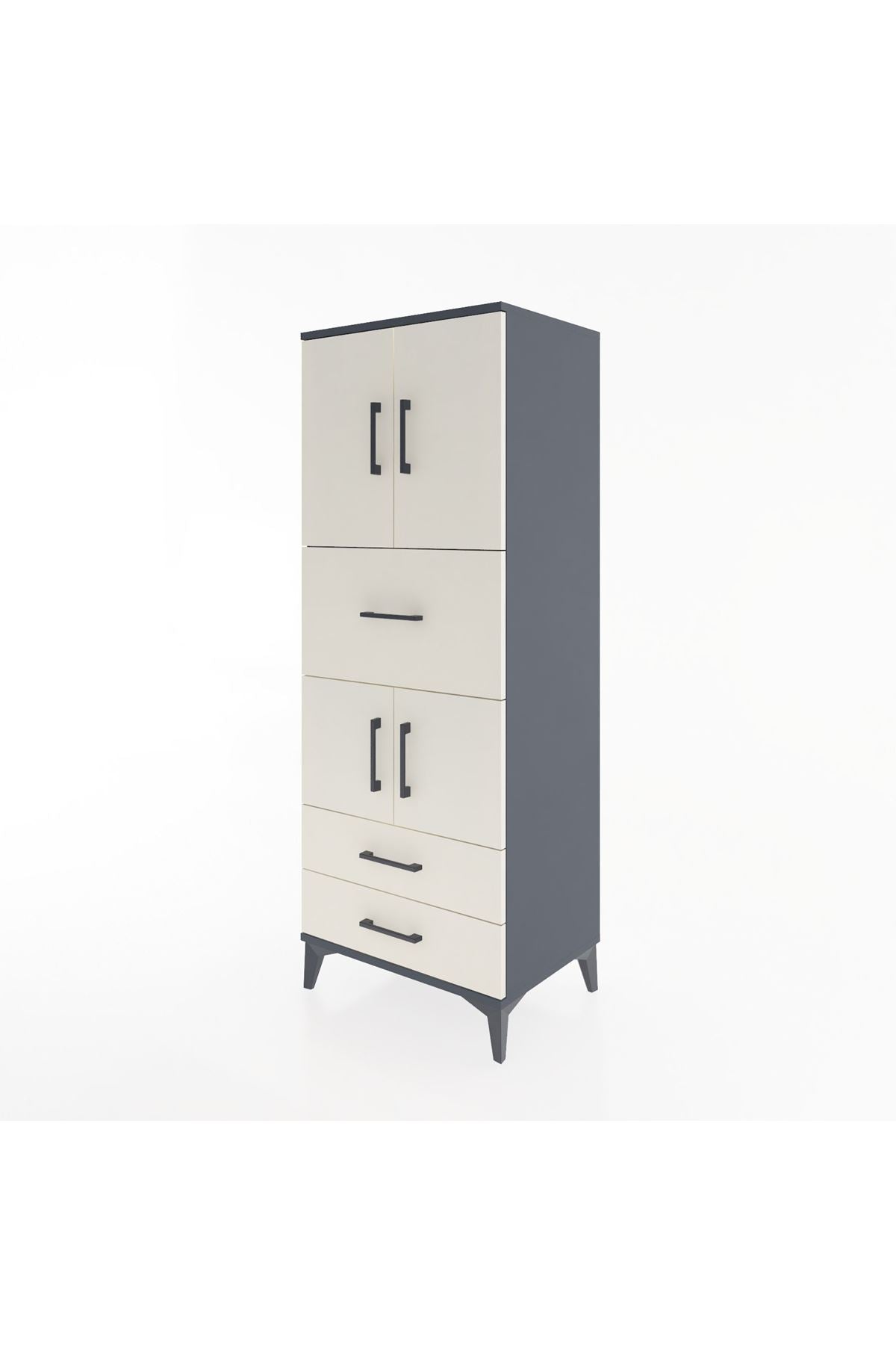 Hyperion Dolap 3 Raflı 3 Çekmeceli 4 Kapaklı 60x44x163 Antrasit-Aytaşı