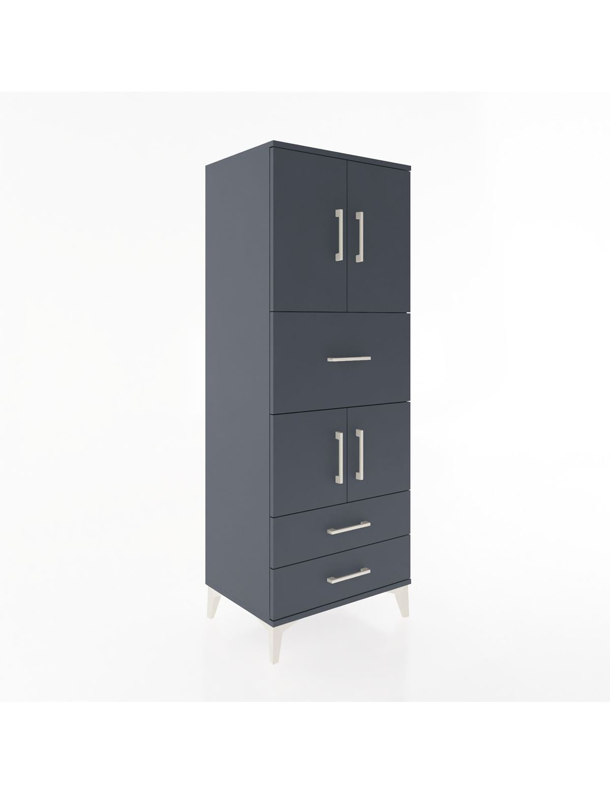 Hyperion Dolap 3 Raflı 3 Çekmeceli 4 Kapaklı 60x44x163 Antrasit-Antrasit