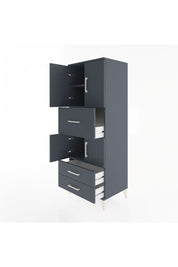 Hyperion Dolap 3 Raflı 3 Çekmeceli 4 Kapaklı 60x44x163 Antrasit-Antrasit