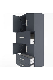 Hyperion Dolap 3 Raflı 3 Çekmeceli 4 Kapaklı 60x44x163 Antrasit-Antrasit