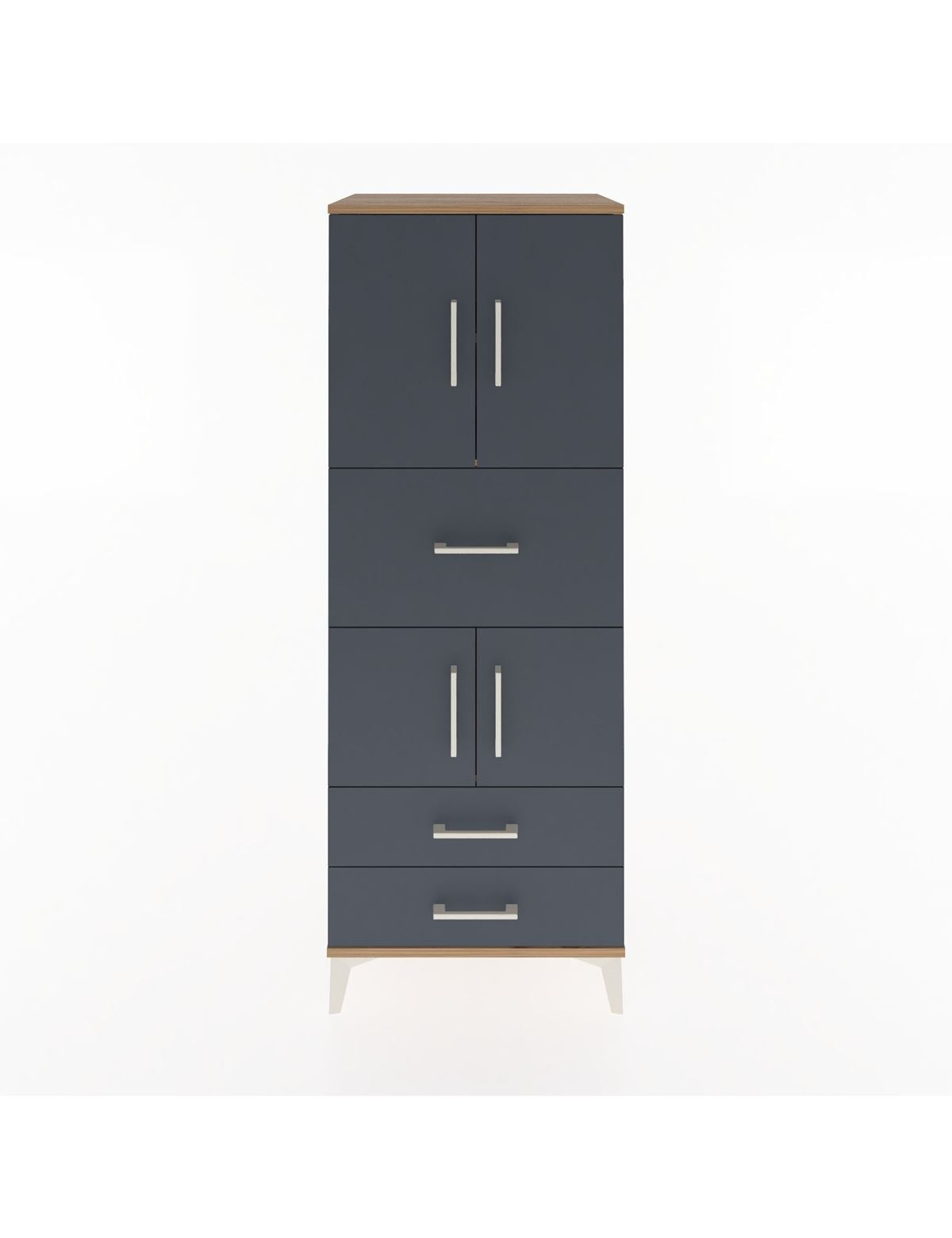 Hyperion Dolap 3 Raflı 3 Çekmeceli 4 Kapaklı 60x44x163 Çam-Antrasit