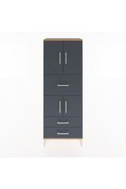 Hyperion Dolap 3 Raflı 3 Çekmeceli 4 Kapaklı 60x44x163 Çam-Antrasit