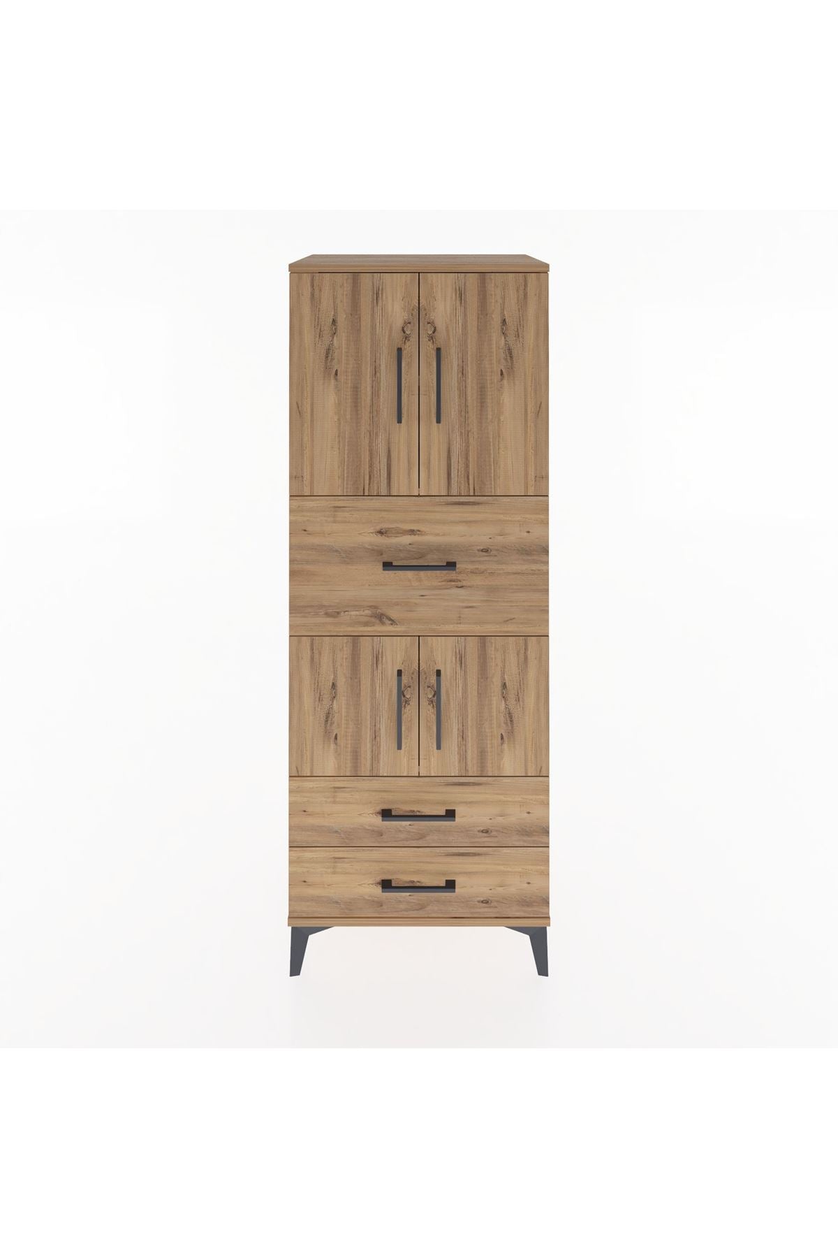 Hyperion Dolap 3 Raflı 3 Çekmeceli 4 Kapaklı 60x44x163 Çam-Çam