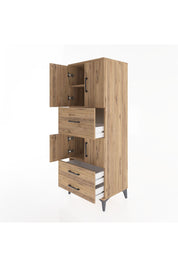 Hyperion Dolap 3 Raflı 3 Çekmeceli 4 Kapaklı 60x44x163 Çam-Çam