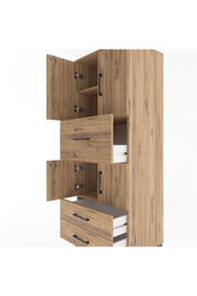 Hyperion Dolap 3 Raflı 3 Çekmeceli 4 Kapaklı 60x44x163 Çam-Çam