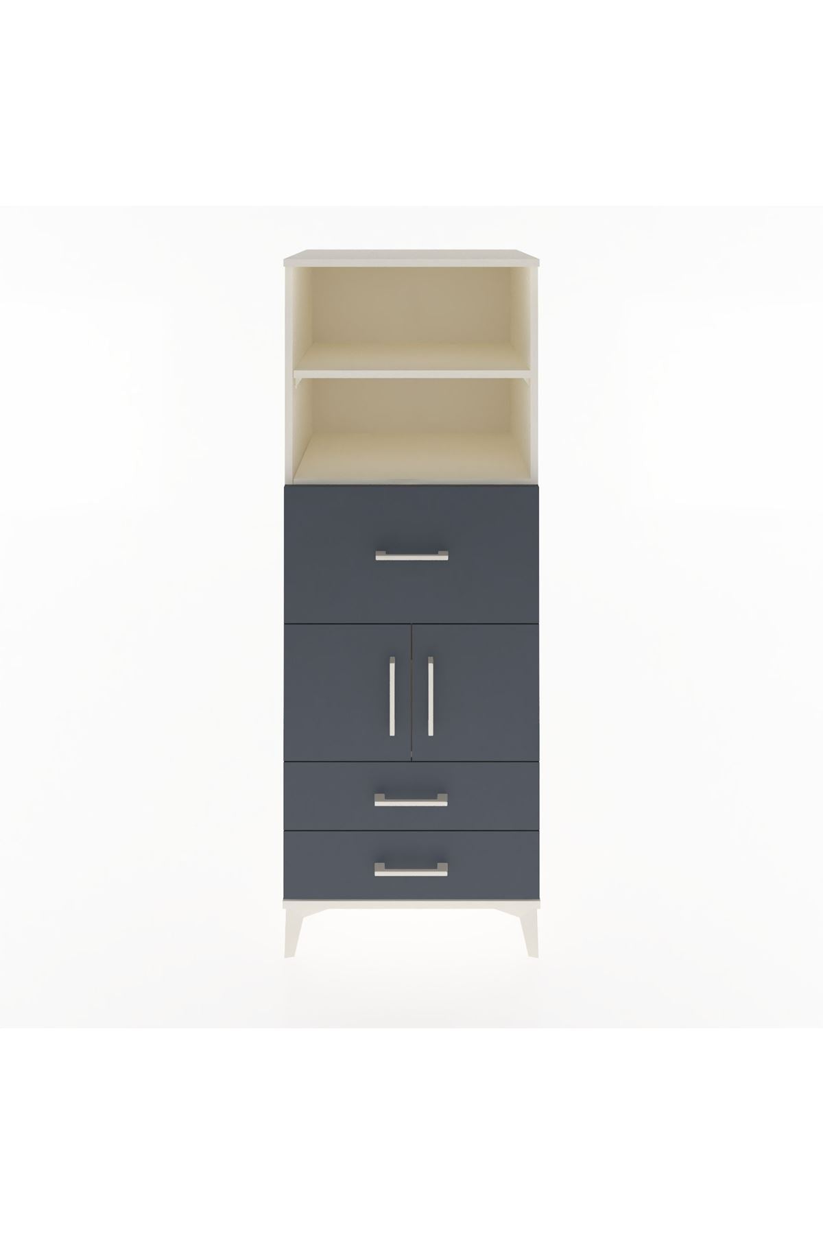 Hyperion Dolap 3 Raflı 3 Çekmeceli 2 Kapaklı 60x44x163 Aytaşı-Antrasit