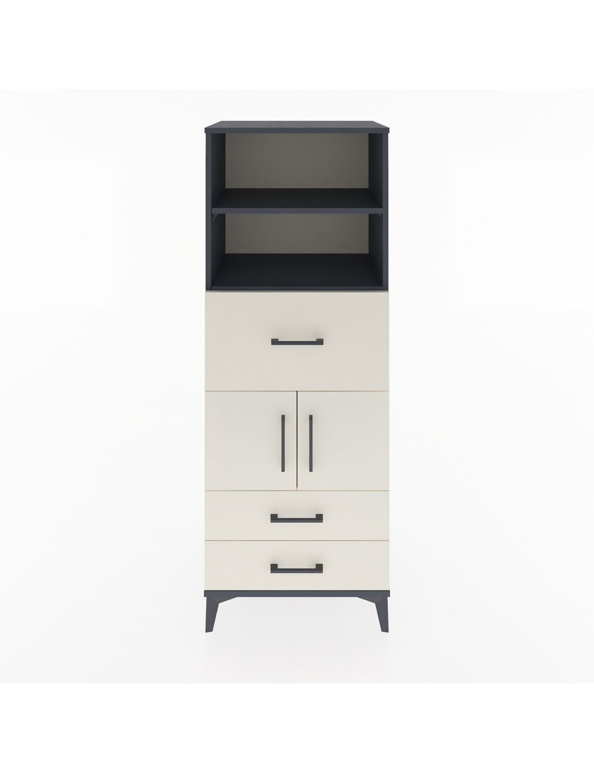 Hyperion Dolap 3 Raflı 3 Çekmeceli 2 Kapaklı 60x44x163 Antrasit-Aytaşı