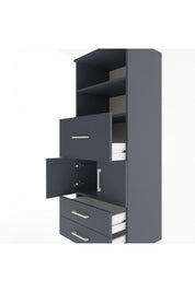 Hyperion Dolap 3 Raflı 3 Çekmeceli 2 Kapaklı 60x44x163 Antrasit-Antrasit