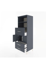 Hyperion Dolap 3 Raflı 3 Çekmeceli 2 Kapaklı 60x44x163 Antrasit-Antrasit