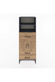 Hyperion Dolap 3 Raflı 3 Çekmeceli 2 Kapaklı 60x44x163 Antrasit-Çam