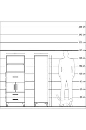 Hyperion Dolap 3 Raflı 3 Çekmeceli 2 Kapaklı 60x44x163 Antrasit-Çam