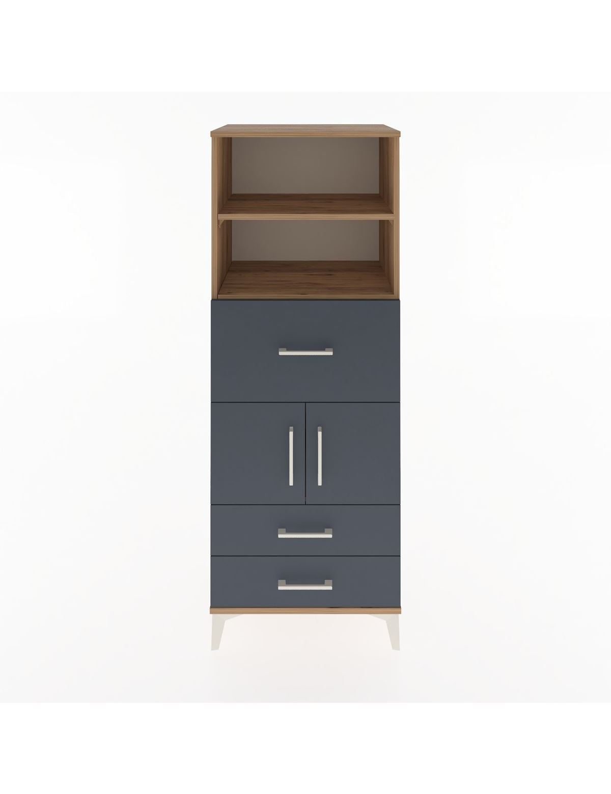 Hyperion Dolap 3 Raflı 3 Çekmeceli 2 Kapaklı 60x44x163 Çam-Antrasit