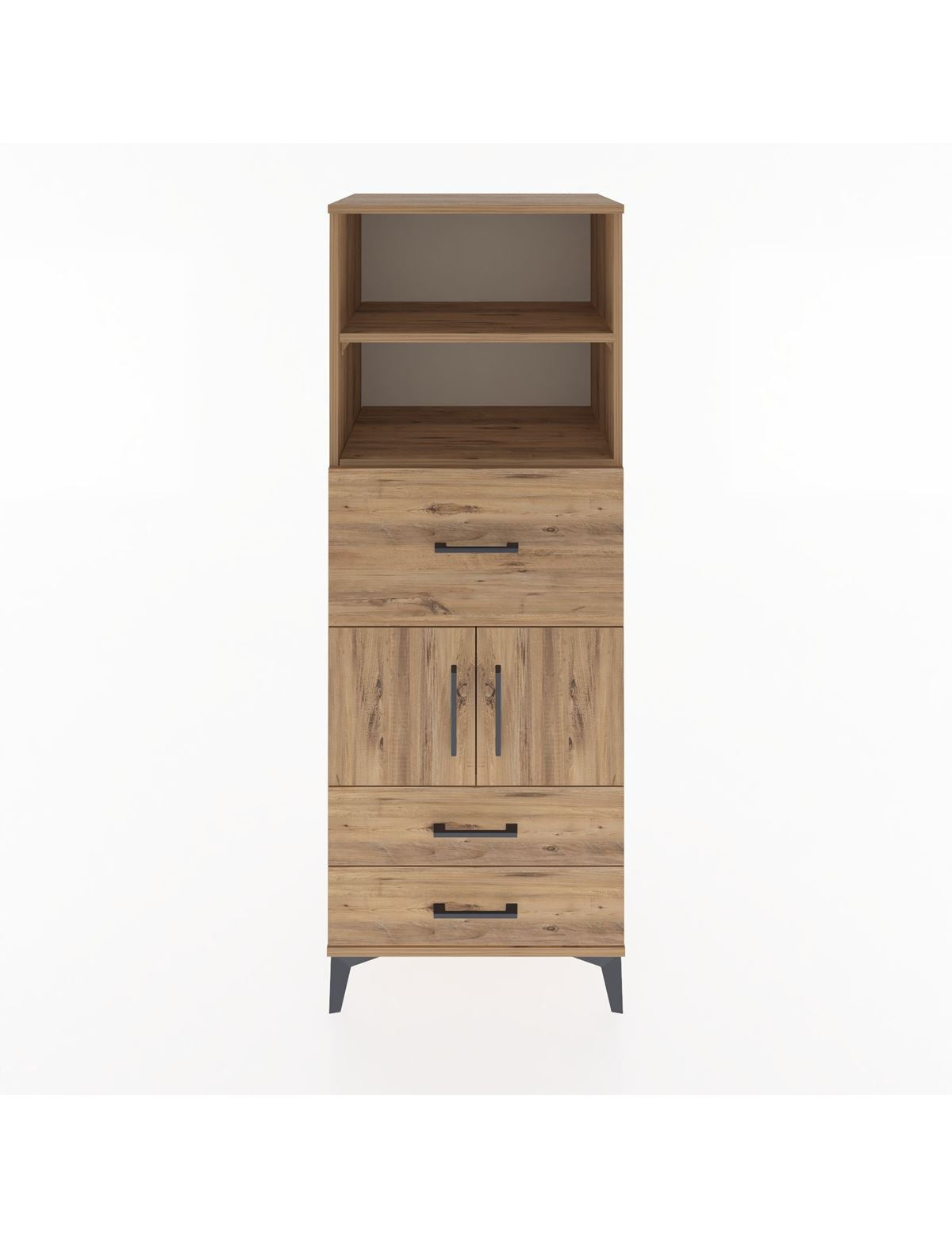 Hyperion Dolap 3 Raflı 3 Çekmeceli 2 Kapaklı 60x44x163 Çam-Çam