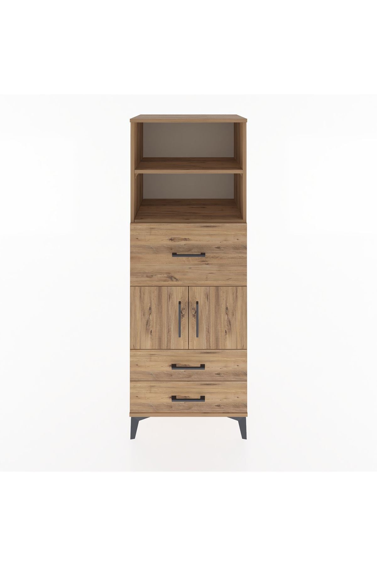 Hyperion Dolap 3 Raflı 3 Çekmeceli 2 Kapaklı 60x44x163 Çam-Çam