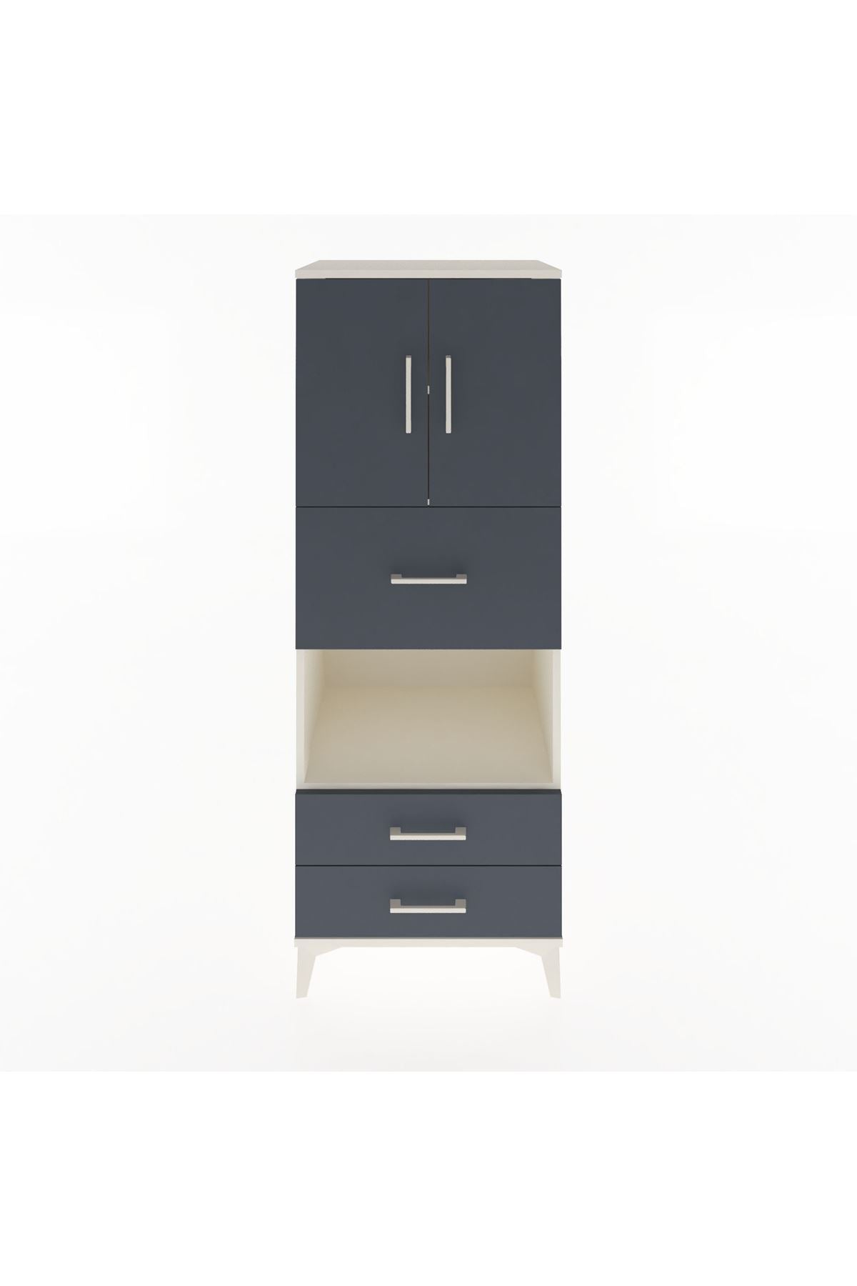 Hyperion Dolap 3 Raflı 3 Çekmeceli 2 Kapaklı 60x44x163 Aytaşı-Antrasit