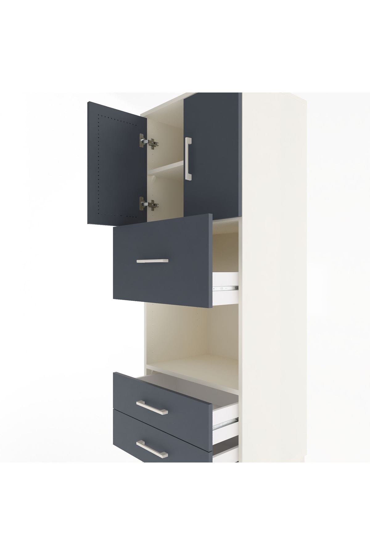 Hyperion Dolap 3 Raflı 3 Çekmeceli 2 Kapaklı 60x44x163 Aytaşı-Antrasit