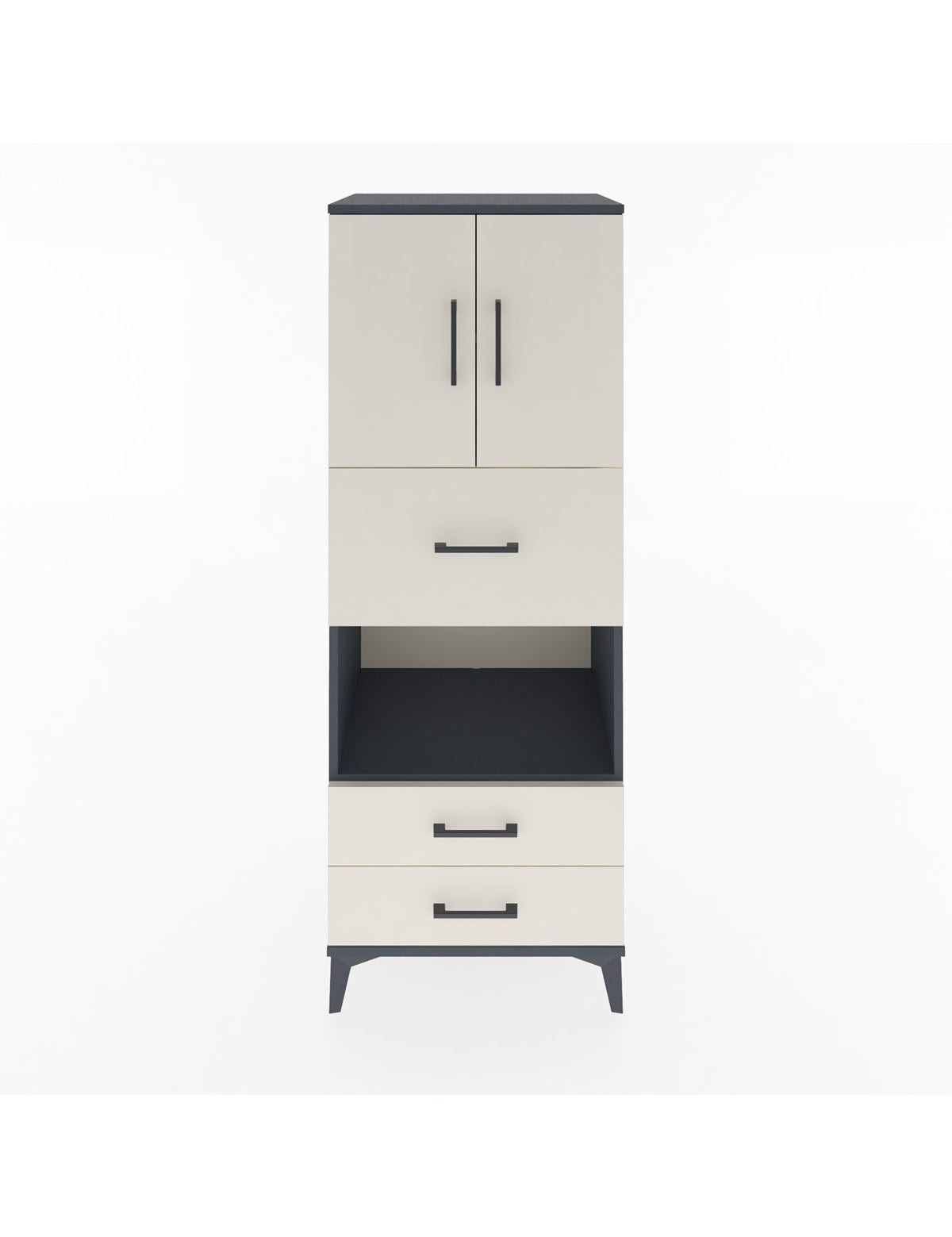 Hyperion Dolap 3 Raflı 3 Çekmeceli 2 Kapaklı 60x44x163 Antrasit-Aytaşı