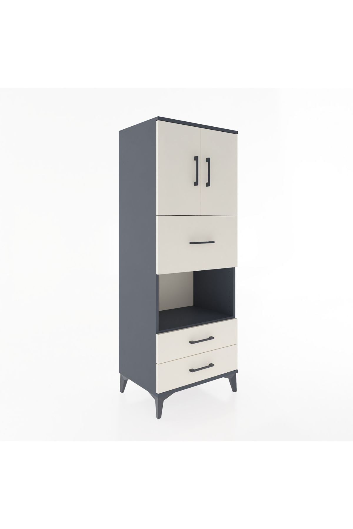 Hyperion Dolap 3 Raflı 3 Çekmeceli 2 Kapaklı 60x44x163 Antrasit-Aytaşı