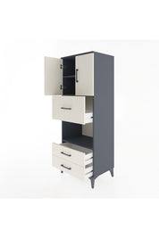 Hyperion Dolap 3 Raflı 3 Çekmeceli 2 Kapaklı 60x44x163 Antrasit-Aytaşı