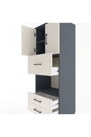 Hyperion Dolap 3 Raflı 3 Çekmeceli 2 Kapaklı 60x44x163 Antrasit-Aytaşı