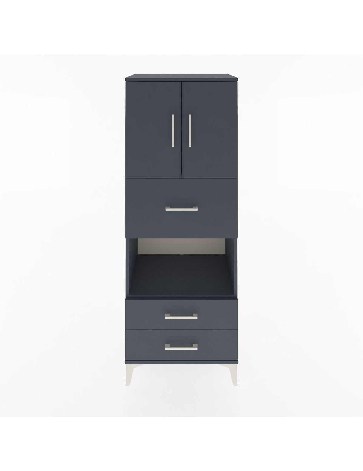 Hyperion Dolap 3 Raflı 3 Çekmeceli 2 Kapaklı 60x44x163 Antrasit-Antrasit