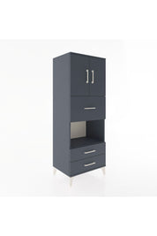 Hyperion Dolap 3 Raflı 3 Çekmeceli 2 Kapaklı 60x44x163 Antrasit-Antrasit