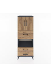 Hyperion Dolap 3 Raflı 3 Çekmeceli 2 Kapaklı 60x44x163 Antrasit-Çam