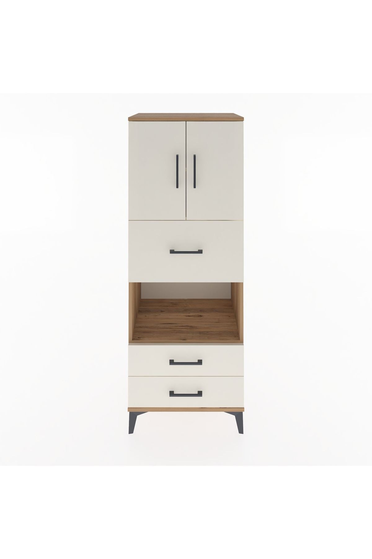 Hyperion Dolap 3 Raflı 3 Çekmeceli 2 Kapaklı 60x44x163 Çam-Aytaşı