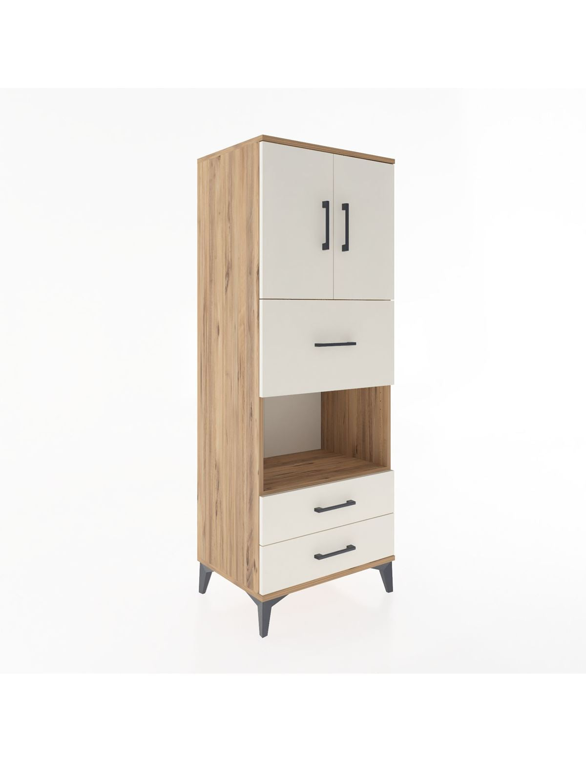 Hyperion Dolap 3 Raflı 3 Çekmeceli 2 Kapaklı 60x44x163 Çam-Aytaşı