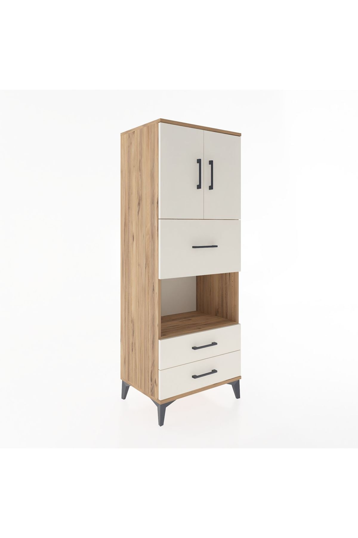 Hyperion Dolap 3 Raflı 3 Çekmeceli 2 Kapaklı 60x44x163 Çam-Aytaşı