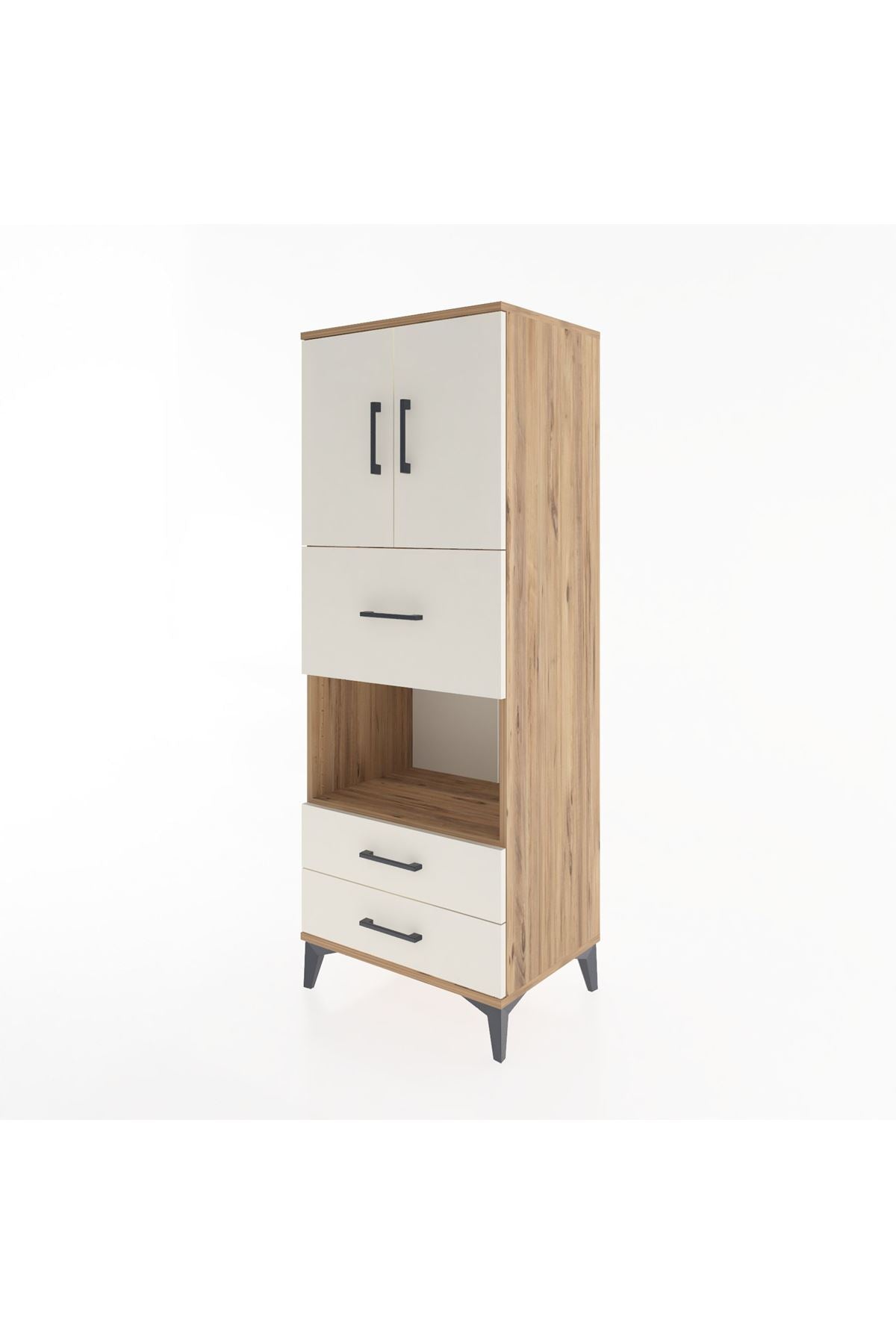 Hyperion Dolap 3 Raflı 3 Çekmeceli 2 Kapaklı 60x44x163 Çam-Aytaşı