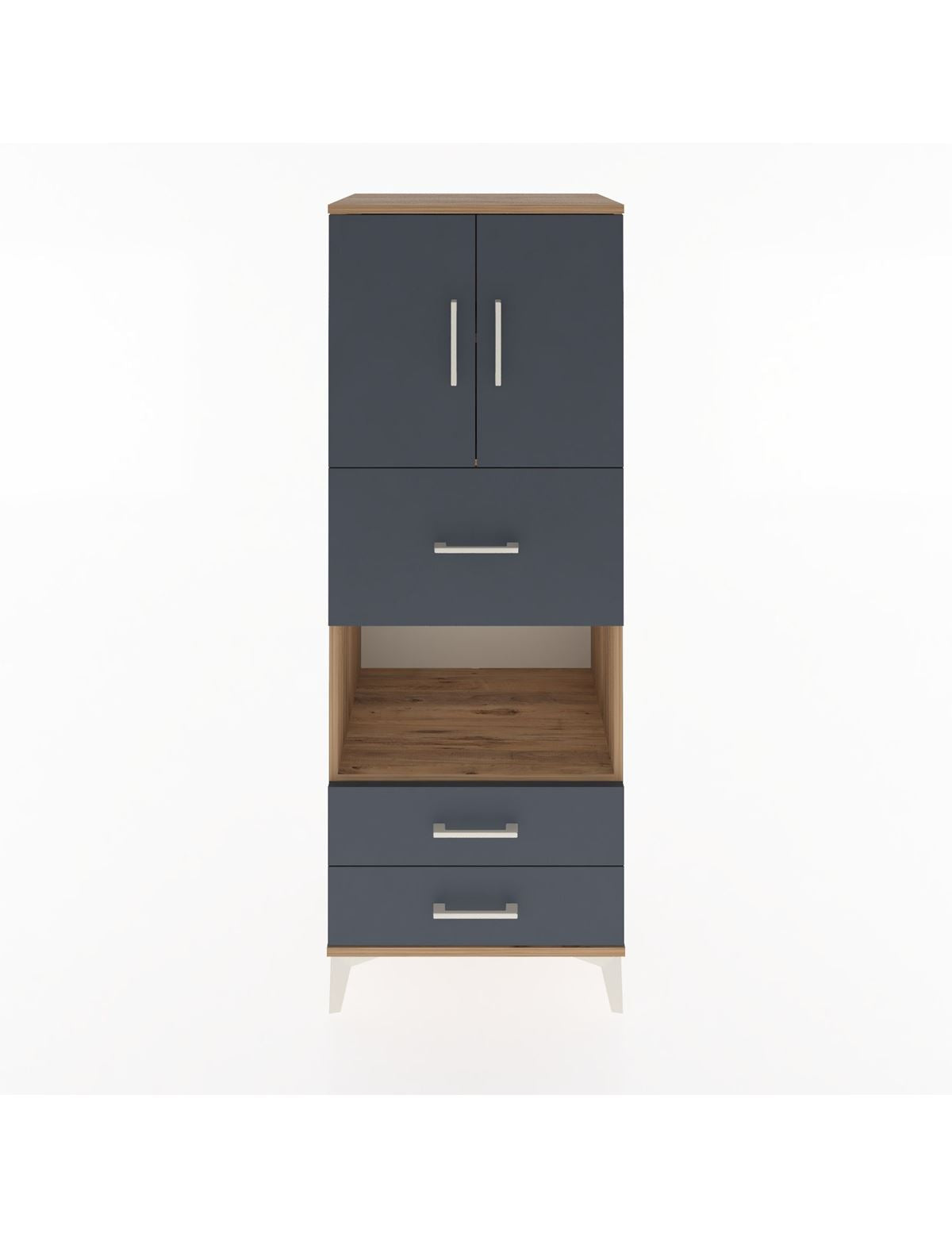 Hyperion Dolap 3 Raflı 3 Çekmeceli 2 Kapaklı 60x44x163 Çam-Antrasit