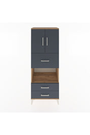Hyperion Dolap 3 Raflı 3 Çekmeceli 2 Kapaklı 60x44x163 Çam-Antrasit