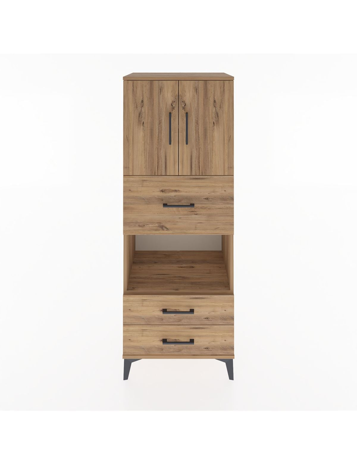 Hyperion Dolap 3 Raflı 3 Çekmeceli 2 Kapaklı 60x44x163 Çam-Çam