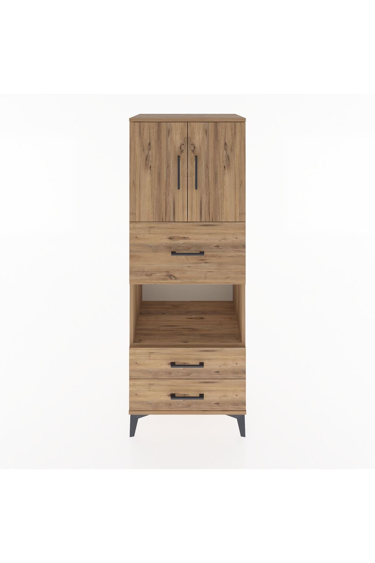 Hyperion Dolap 3 Raflı 3 Çekmeceli 2 Kapaklı 60x44x163 Çam-Çam