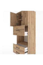 Hyperion Dolap 3 Raflı 3 Çekmeceli 2 Kapaklı 60x44x163 Çam-Çam