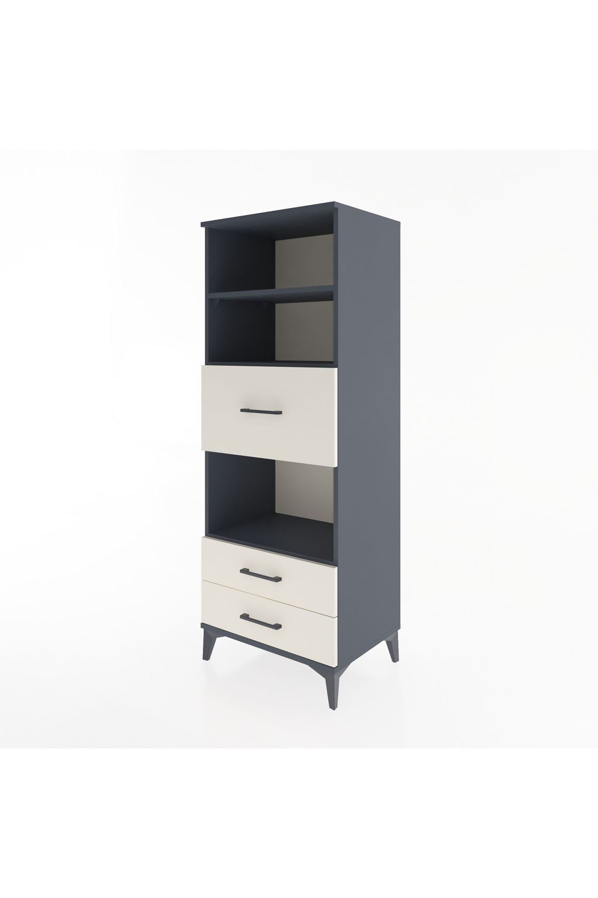 Hyperion Dolap 3 Raflı 3 Çekmeceli 60x44x163 Antrasit-Aytaşı