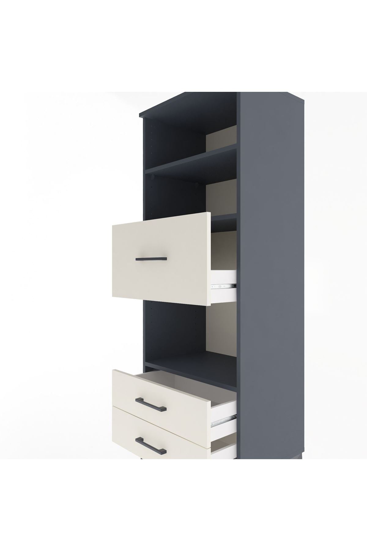 Hyperion Dolap 3 Raflı 3 Çekmeceli 60x44x163 Antrasit-Aytaşı