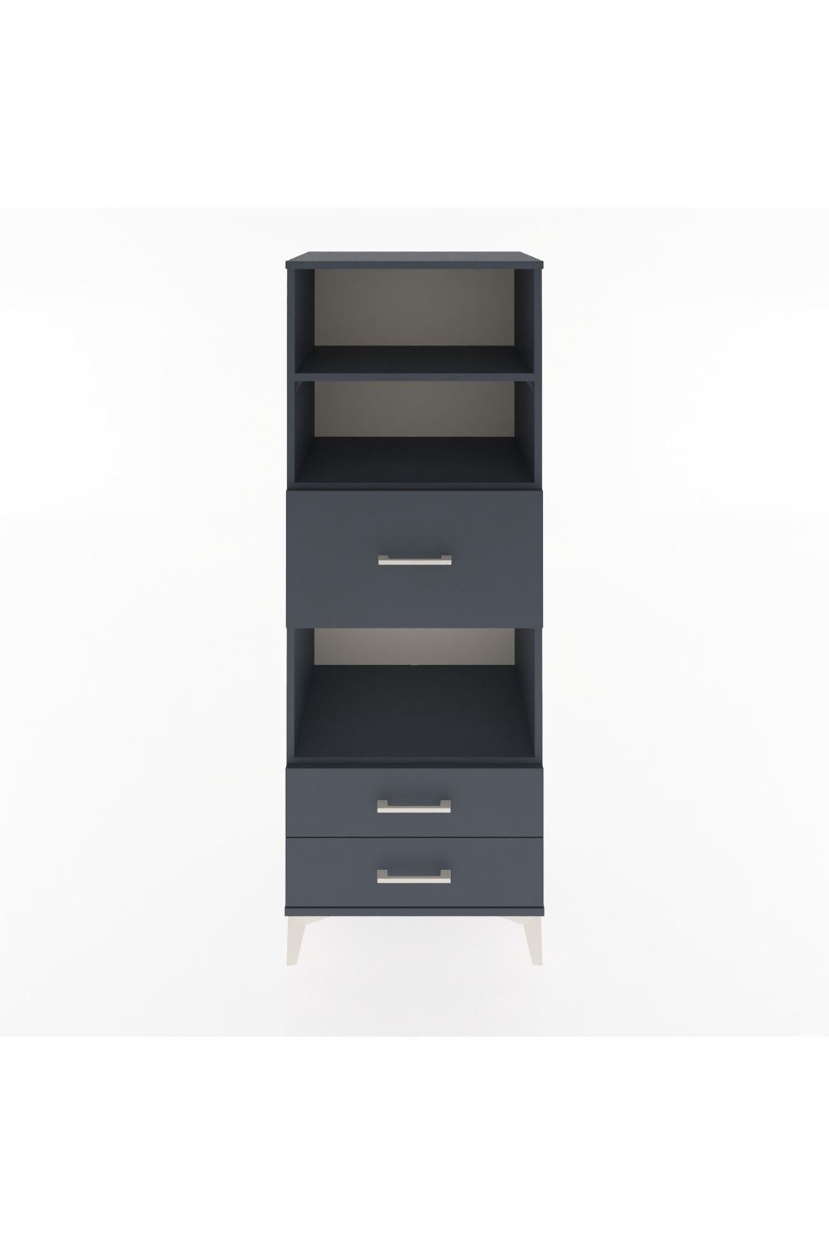 Hyperion Dolap 3 Raflı 3 Çekmeceli 60x44x163 Antrasit-Antrasit