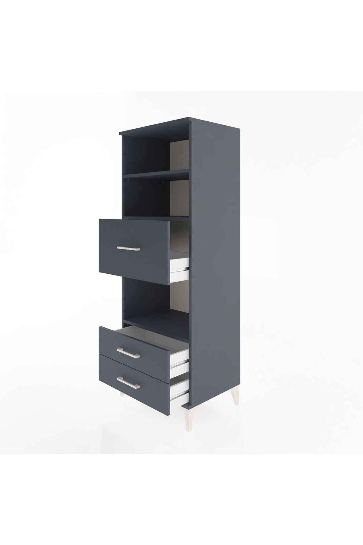 Hyperion Dolap 3 Raflı 3 Çekmeceli 60x44x163 Antrasit-Antrasit