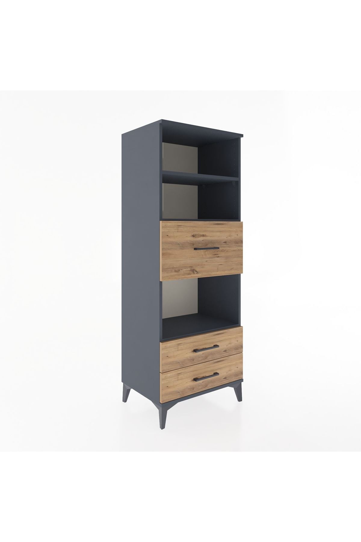 Hyperion Dolap 3 Raflı 3 Çekmeceli 60x44x163 Antrasit-Çam