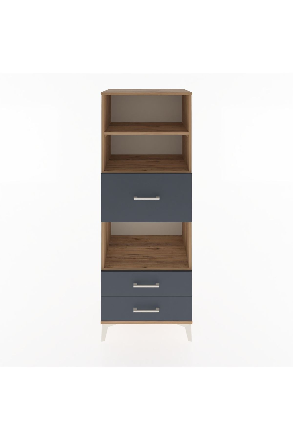 Hyperion Dolap 3 Raflı 3 Çekmeceli 60x44x163 Çam-Antrasit