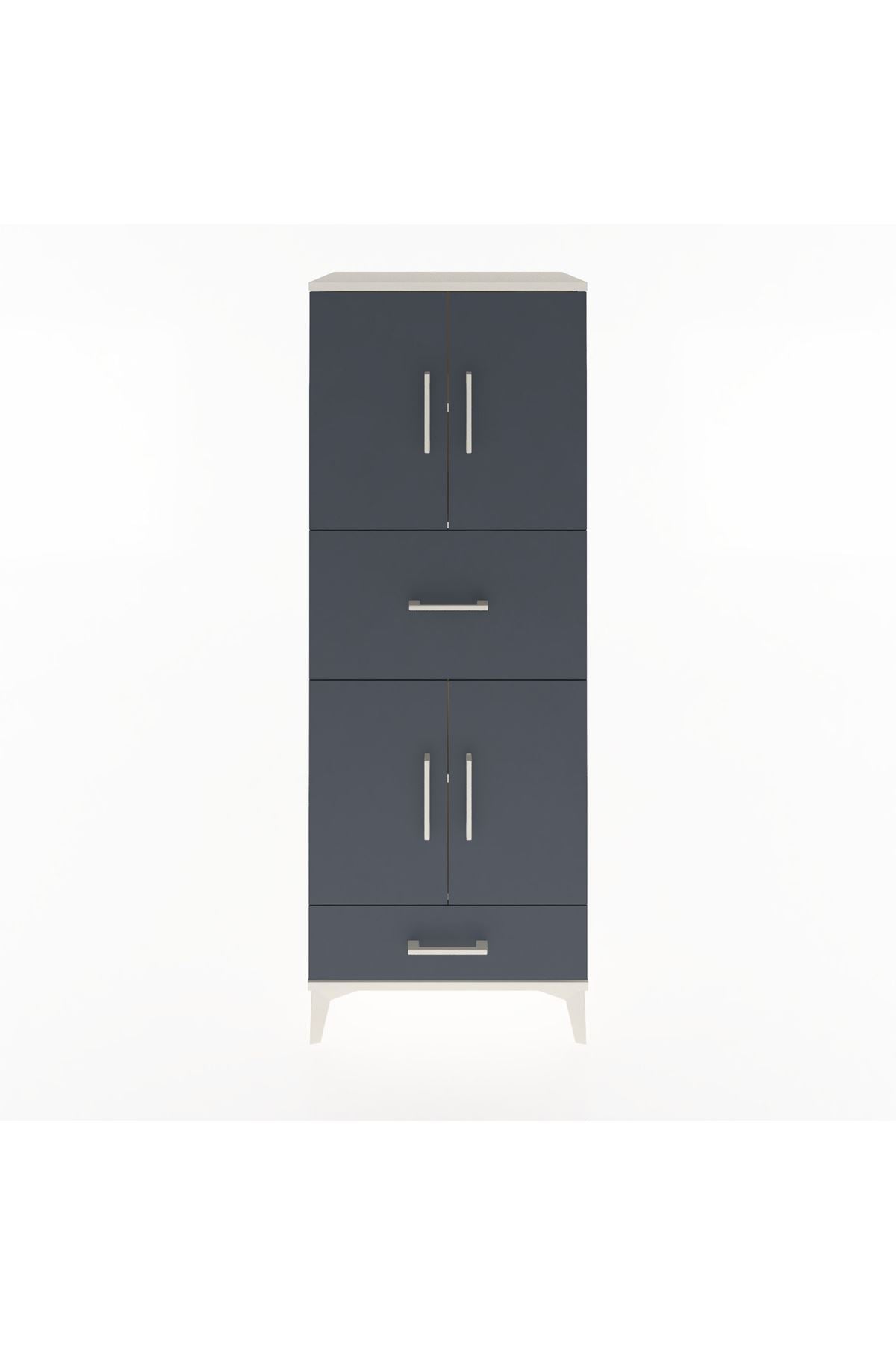 Hyperion Dolap 4 Raflı 2 Çekmeceli 4 Kapaklı 60x44x163 Aytaşı-Antrasit