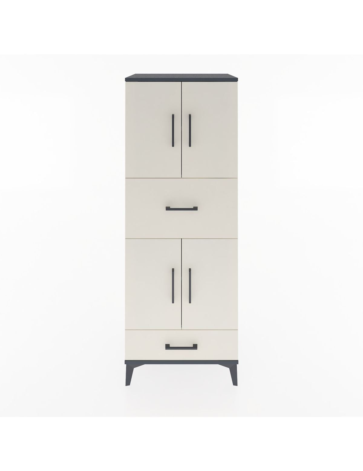Hyperion Dolap 4 Raflı 2 Çekmeceli 4 Kapaklı 60x44x163 Antrasit-Aytaşı