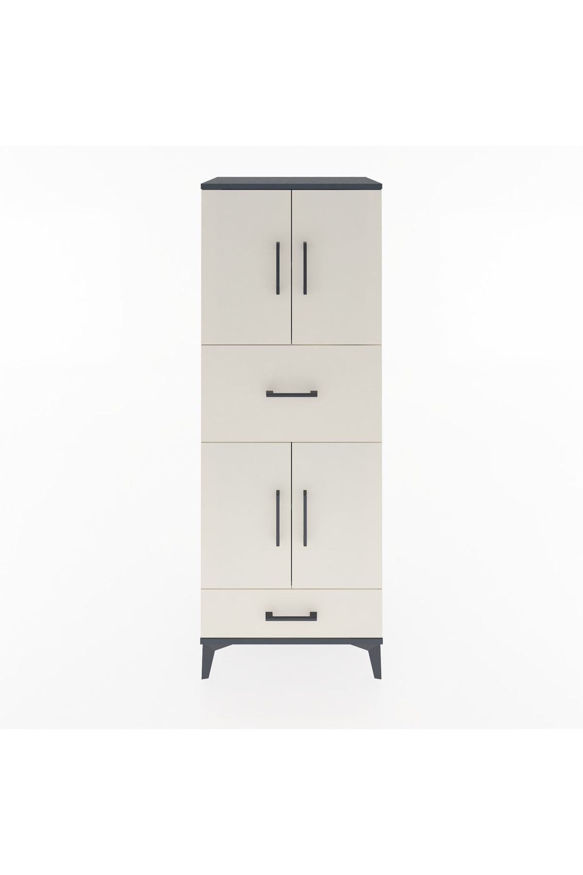 Hyperion Dolap 4 Raflı 2 Çekmeceli 4 Kapaklı 60x44x163 Antrasit-Aytaşı