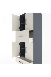 Hyperion Dolap 4 Raflı 2 Çekmeceli 4 Kapaklı 60x44x163 Antrasit-Aytaşı