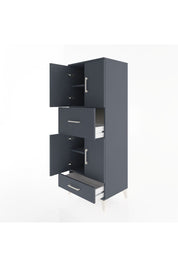Hyperion Dolap 4 Raflı 2 Çekmeceli 4 Kapaklı 60x44x163 Antrasit-Antrasit